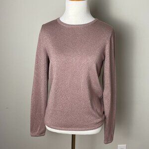 Ann Taylor Women’s Pink Sparkle Knit Crewneck Sweater